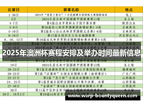 2025年澳洲杯赛程安排及举办时间最新信息 2025年澳洲杯赛程安排及举办时间最新信息