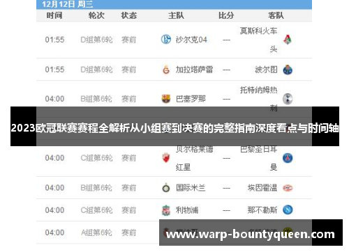2023欧冠联赛赛程全解析从小组赛到决赛的完整指南深度看点与时间轴